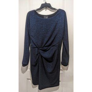 GREYLIN | Gathered waist lurex dress in metallic blue